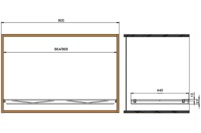 Сетчатая полка в базу 900, отделка хром