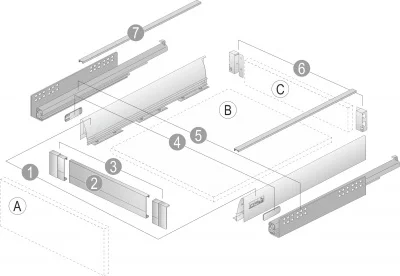 Hettich: 9145541 - Внутренний ящик InnoTech полного выдвижения 70х520 мм