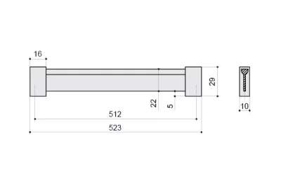 Ручка-скоба 512мм, отделка хром матовый лакированный + венге