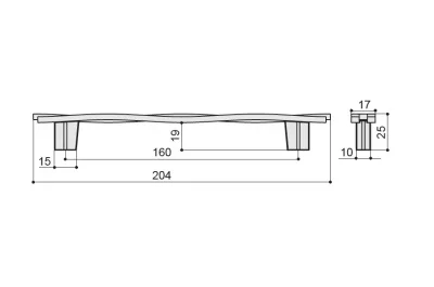 Ручка-скоба 160мм, отделка железо античное черное шлифованное