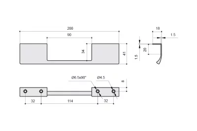 Ручка-скоба L.200мм, отделка сталь шлифованная