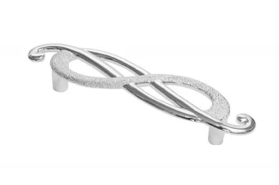 Ручка-скоба 96мм (правая), отделка серебро лунное