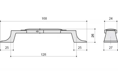 Ручка-скоба 128мм, отделка серебро старое + керамика