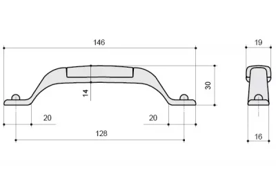 Ручка-скоба 128мм, отделка железо чернёное с лазуритом + керамика голубая