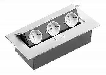 GTV: Удлинитель для офиса - Разъем расширения рабочего стола Schucko х 3, белый AE-PB03GS-10