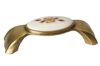 Ручка-скоба 96мм, отделка бронза + керамика