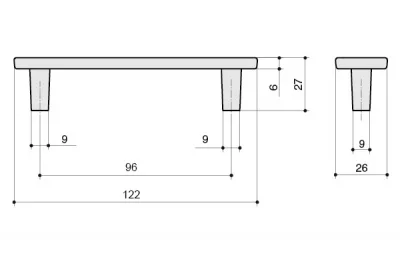 Ручка-скоба 96мм, отделка никель глянец + оранжевый+красный