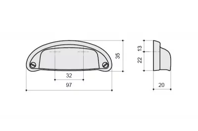 Ручка-скоба 32мм, отделка бронза &quot;Флоренция&quot;