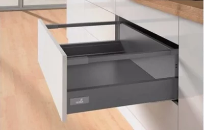 Hettich: 9234557: Комплект короба InnoTech Atira полного выдвижения с демпфером Silent System, H176, NL470, с релингом, антрацит