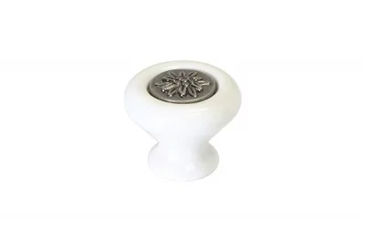 Ручка-кнопка, отделка железо + керамика