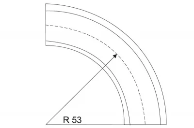 Угол поворотный R=53.0 врезной, светло-коричневый