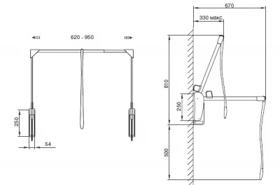 Лифт для одежды Otto, настенный, отделка серая