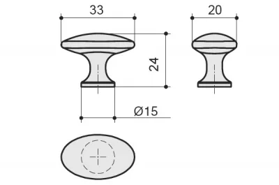 Ручка-кнопка, отделка серебро античное