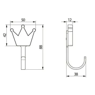 GTV: Крючок мебельный WM-CROWN корона, розовый: WM-CROWN-RZ