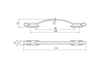 Ручка-скоба 96/128мм, отделка белый + сталь нержавеющая