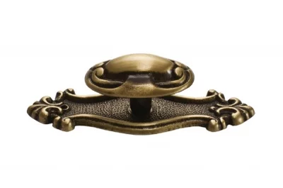 Ручка-кнопка с накладкой, отделка бронза античная