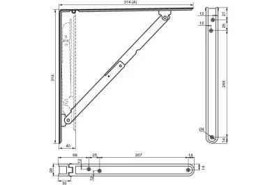 Менсолодержатель складной, L=300мм, отделка белая