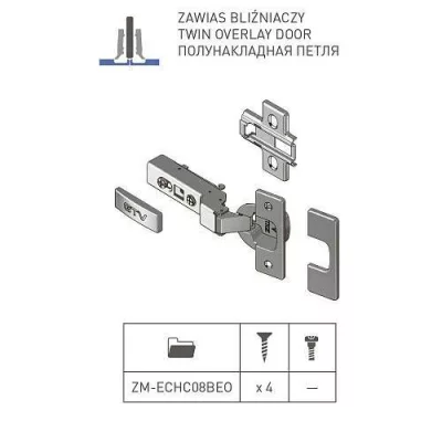 GTV: Петля полунакладная GTV Prestige самозакрывающаяся без евро шурупа ZM-ECHC08BEO