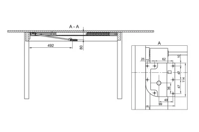 Механизм для вставки стола (поворотный), отделка цинк