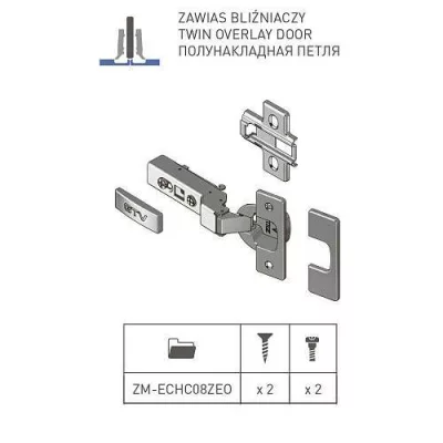 GTV: Петля полунакладная GTV Prestige самозакрывающаяся с евро шурупом ZM-ECHC08ZEO
