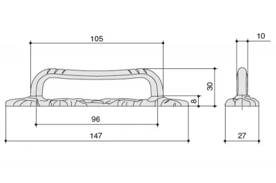 Ручка-скоба 96мм, отделка бронза античная французская