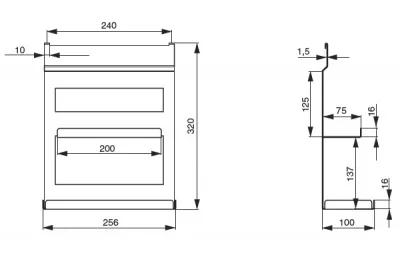 Полка универсальная 2-х уровневая, 256х100х320мм, отделка черный бархат (матовый)