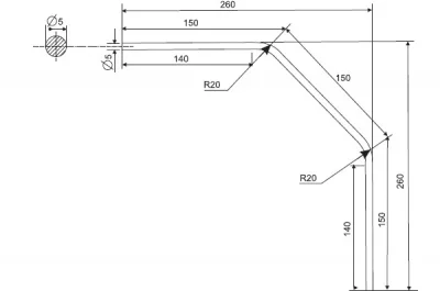 Поручень угловой 135", отделка золото
