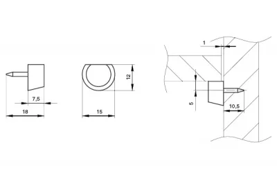 Полкодержатель с гвоздиком, отделка белая + латунь