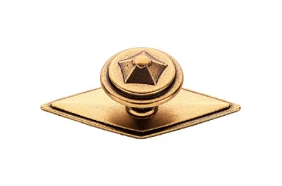 Ручка-кнопка с накладкой, отделка бронза античная красная