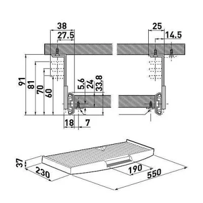 GTV: Полка под клавиатуру черная с подставкой под мышь PU-KEYM27-20