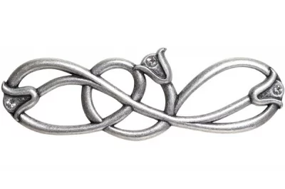 Ручка-скоба 128мм, отделка старое серебро с блеском + горный хрусталь