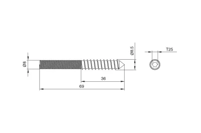 Шпилька/саморез, M8х70, 50/50, отделка желтый цинк Шпилька/саморез, M8х70, 50/50, отделка желтый цинк