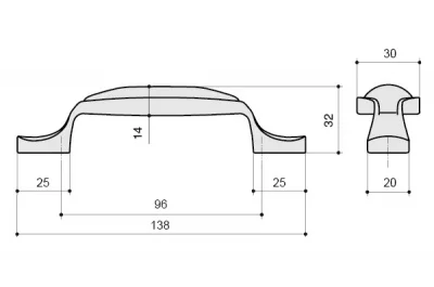 Ручка-скоба 96мм, отделка серебро старое + керамика