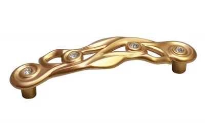 Ручка-скоба 96мм, отделка золото матовое "Милан" + горный хрусталь