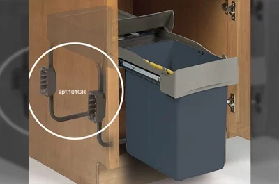 Ведро для мусора (21л) выдвижное, пластик серый антрацит + серый кварц