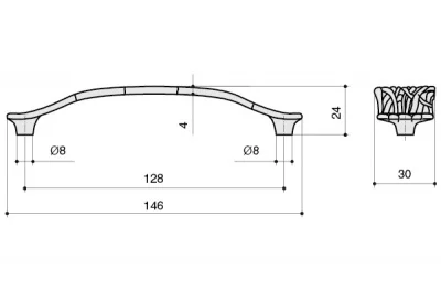 Ручка-скоба 128мм, отделка бронза античная "Флоренция"