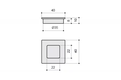 Ручка врезная, отделка золото глянец