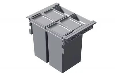 Система хранения выкатная, в базу 600, H463 (2 ведра + 2 контейнера), отделка пластик серый