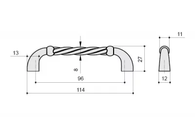 Ручка-скоба 96мм, отделка бронза античная