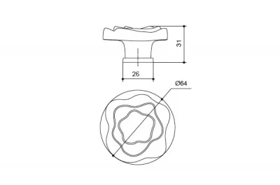 Ручка-кнопка, отделка керамика черная + золото