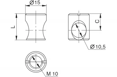 Бочонок для стяжки конической XS, d.15мм, h.17мм, M10, отделка цинк