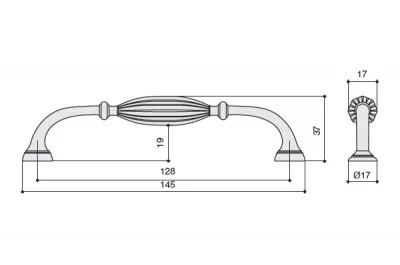 Ручка-скоба 128мм, отделка бронза английская