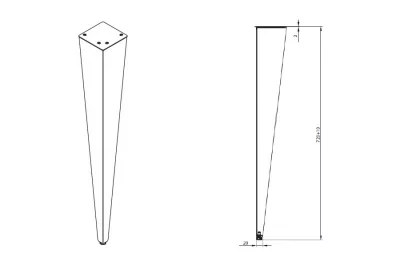 Нога для стола Милан, h.720, отделка белый бархат (матовый)