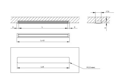 Профиль 2507 для LED подсветки врезной, L=2000 мм, отделка алюминий