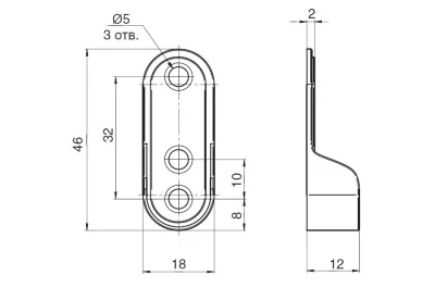 Держатель для штанги 15х30, отделка сталь