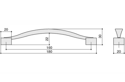 Ручка-скоба 160мм, отделка сталь вороненая шлифованная