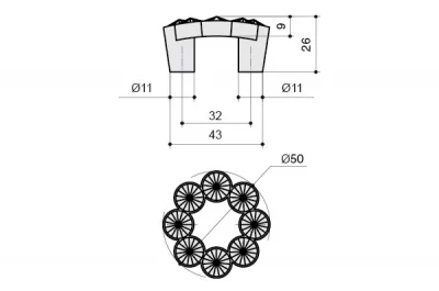 Ручка-скоба 32мм, отделка хром глянец + горный хрусталь