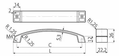 Ручка мебельная UZ-G1 C=416мм, инокс GTV UZ-G1-416-06