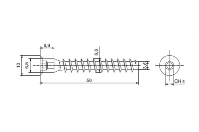Стяжка конфирмат 6,3х50 под ключ, отделка цинк (упаковка 2500 штук)