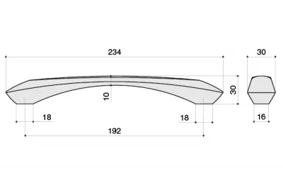 Ручка-скоба 192мм, отделка нержавеющая сталь + чёрный пластик
